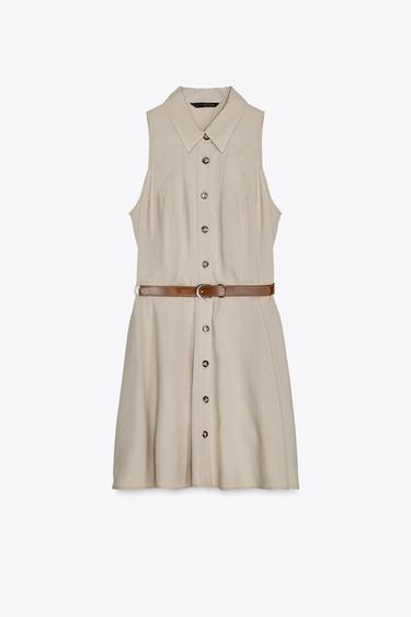BELTED MINI DRESS - Beige by Zara