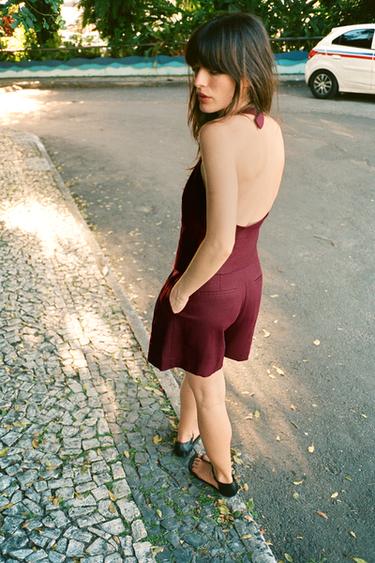 LINEN BLEND HALTER WAISTCOAT - Burgundy by Zara - Image 2