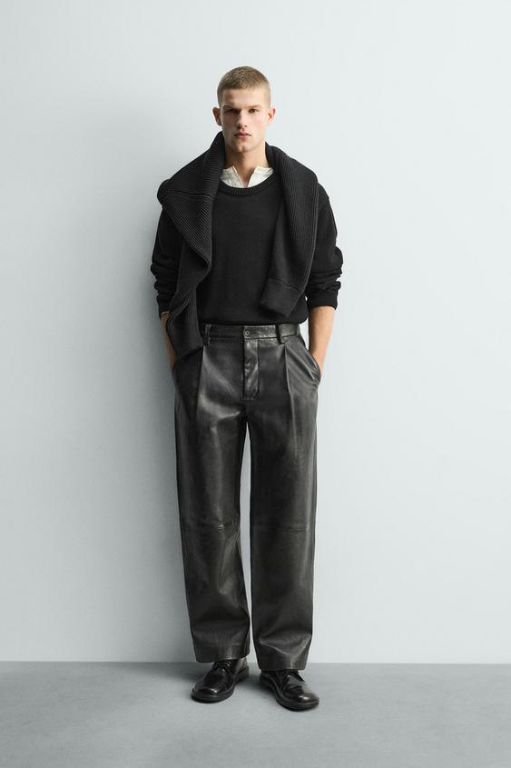 LEATHER STRAIGHT FIT PANTS