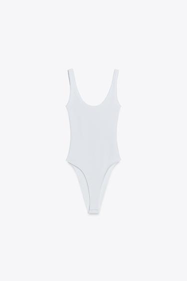 RIBBED BODYSUIT - White by Zara
