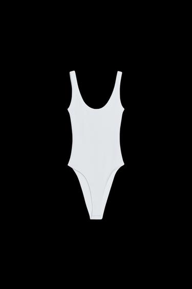 RIBBED BODYSUIT - White by Zara