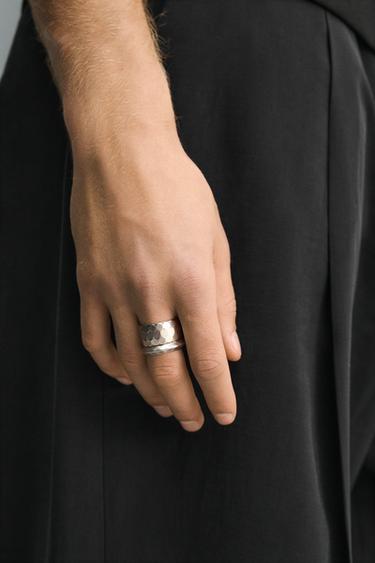 Zara PACK OF 2 COMBINED METAL RINGS - Silver - Image 0