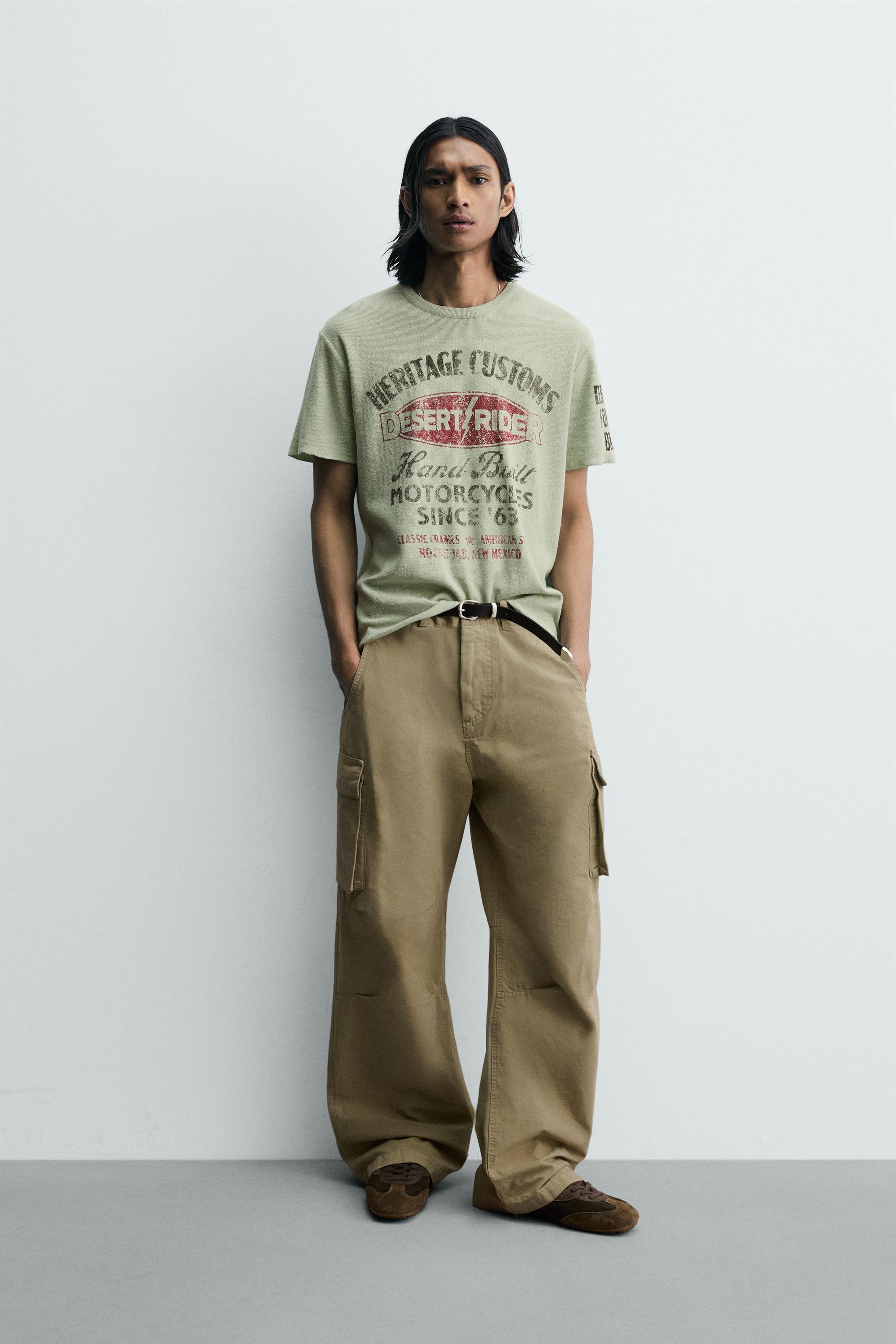 Re:room WASHED COLOR KNIT SETUP カーキ WASHED PRINT KNIT T-SHIRT - Sea green | ZARA United States