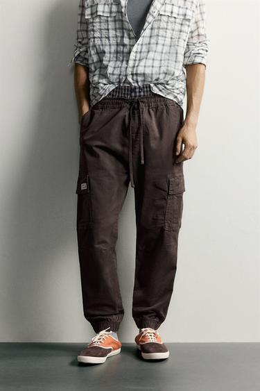 SLIM FIT CARGO TROUSERS - Brown by Zara