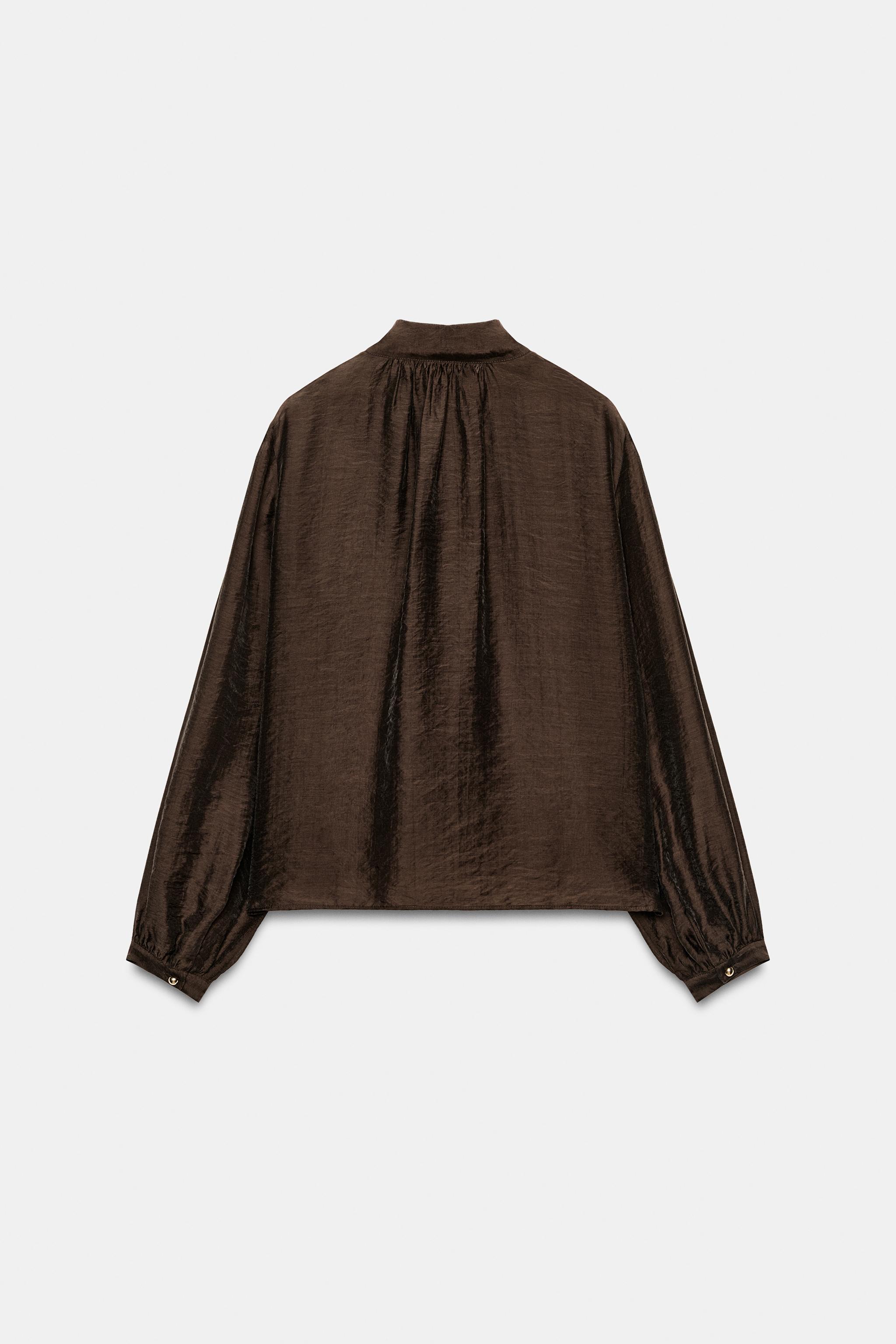 Zara ÇİÇEK DOKULU BAĞCIKLI BLUZ görsel 3