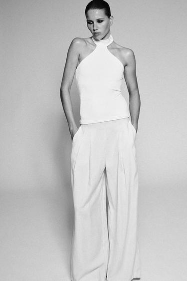 TOP HALTER POLYAMIDE - Blanc de Zara