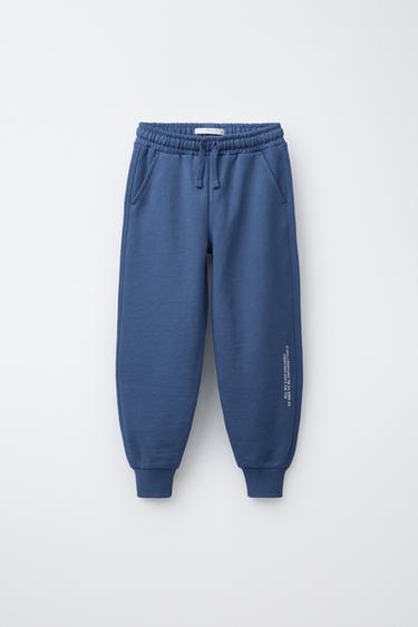 Zara TEXT JOGGER PANTS - Blue