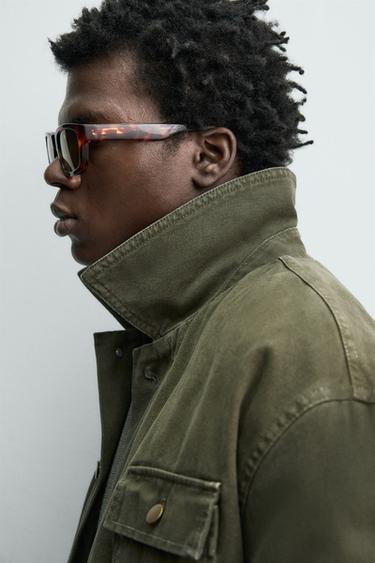 BLOUSON DÉLAVÉ COL COMBINÉ - Vert bouteille foncé de Zara - Image 5