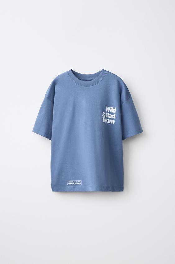 SLOGAN PRINT T-SHIRT - Blue by Zara - Image 0