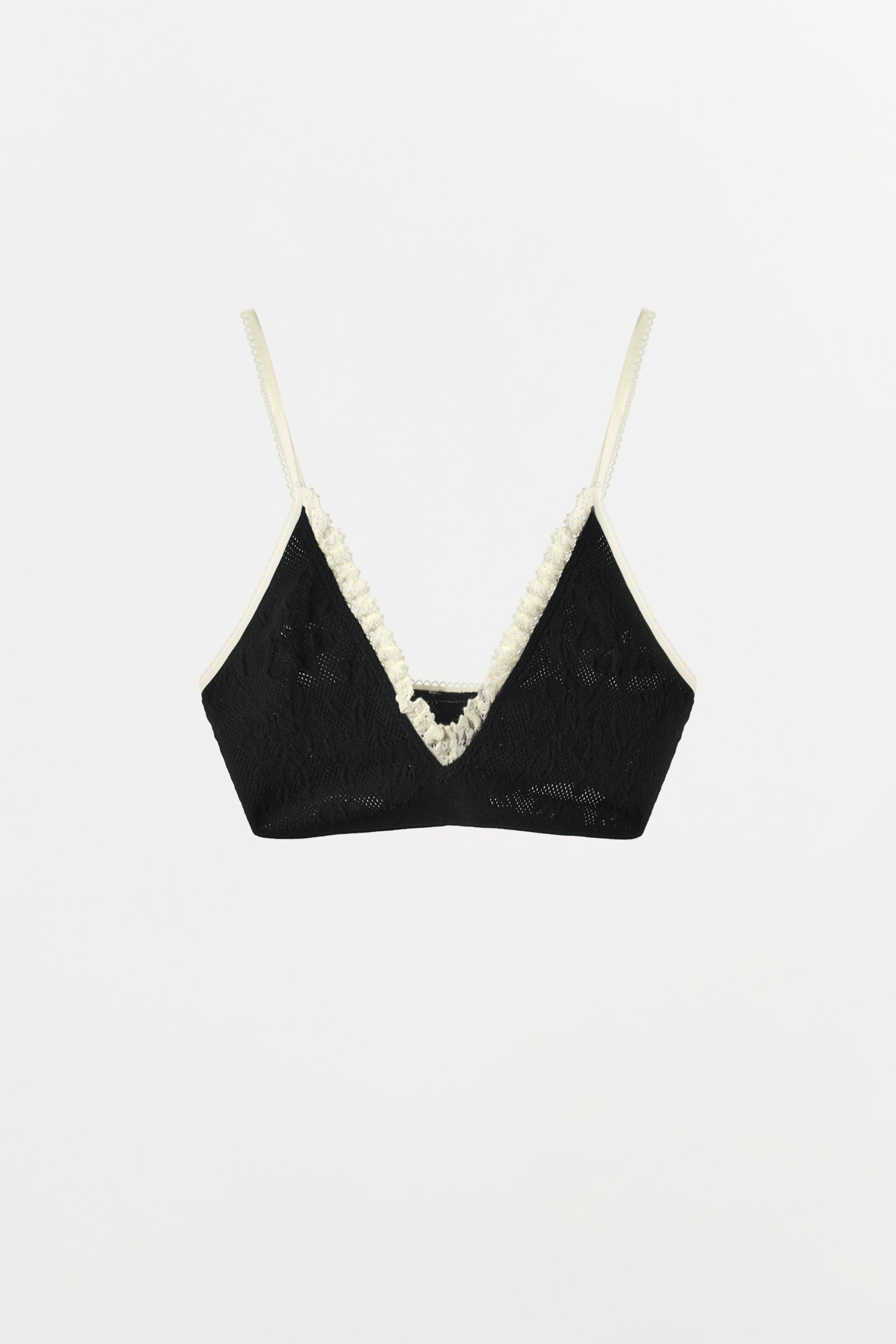 SEAMLESS LACE BRALETTE — Black / White