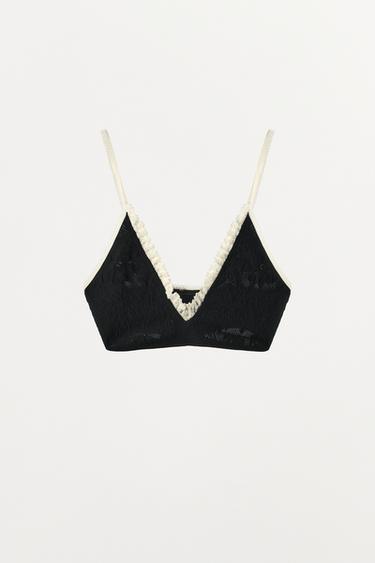 Zara SEAMLESS LACE BRALETTE - Black / White