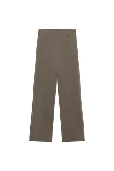 STRAIGHT-LEG TROUSERS WITH FRONT SEAM - Khaki by Zara