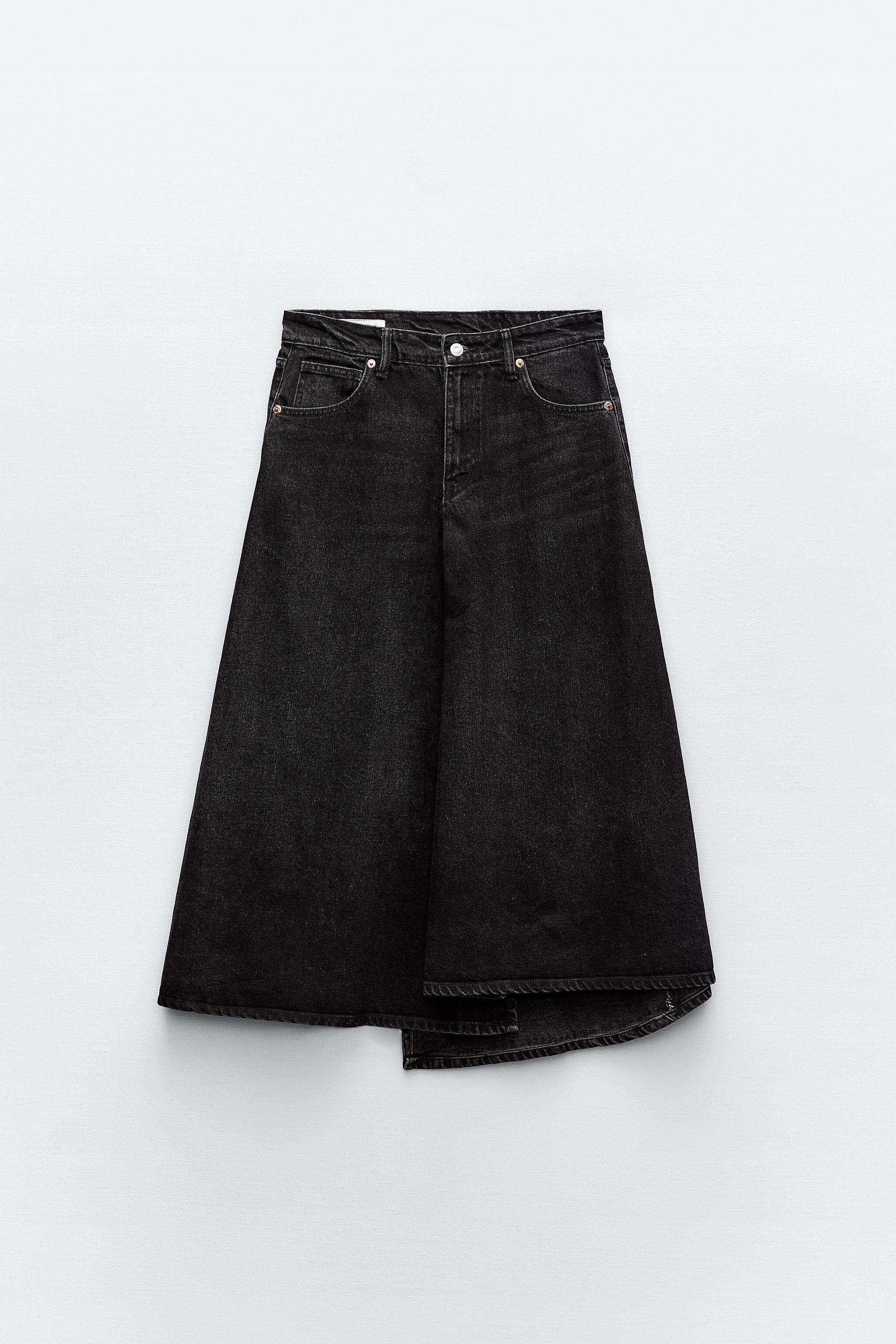 Black denim 2025 midi skirt zara