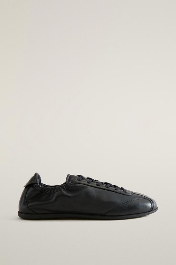 LEATHER SNEAKERS - Black by Zara - Image 0
