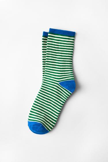 STRIPED JACQUARD SOCKS - Green by Zara
