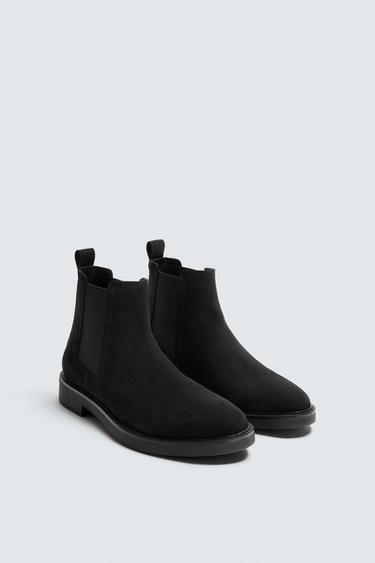 Zara LEATHER CHELSEA BOOTS - Black