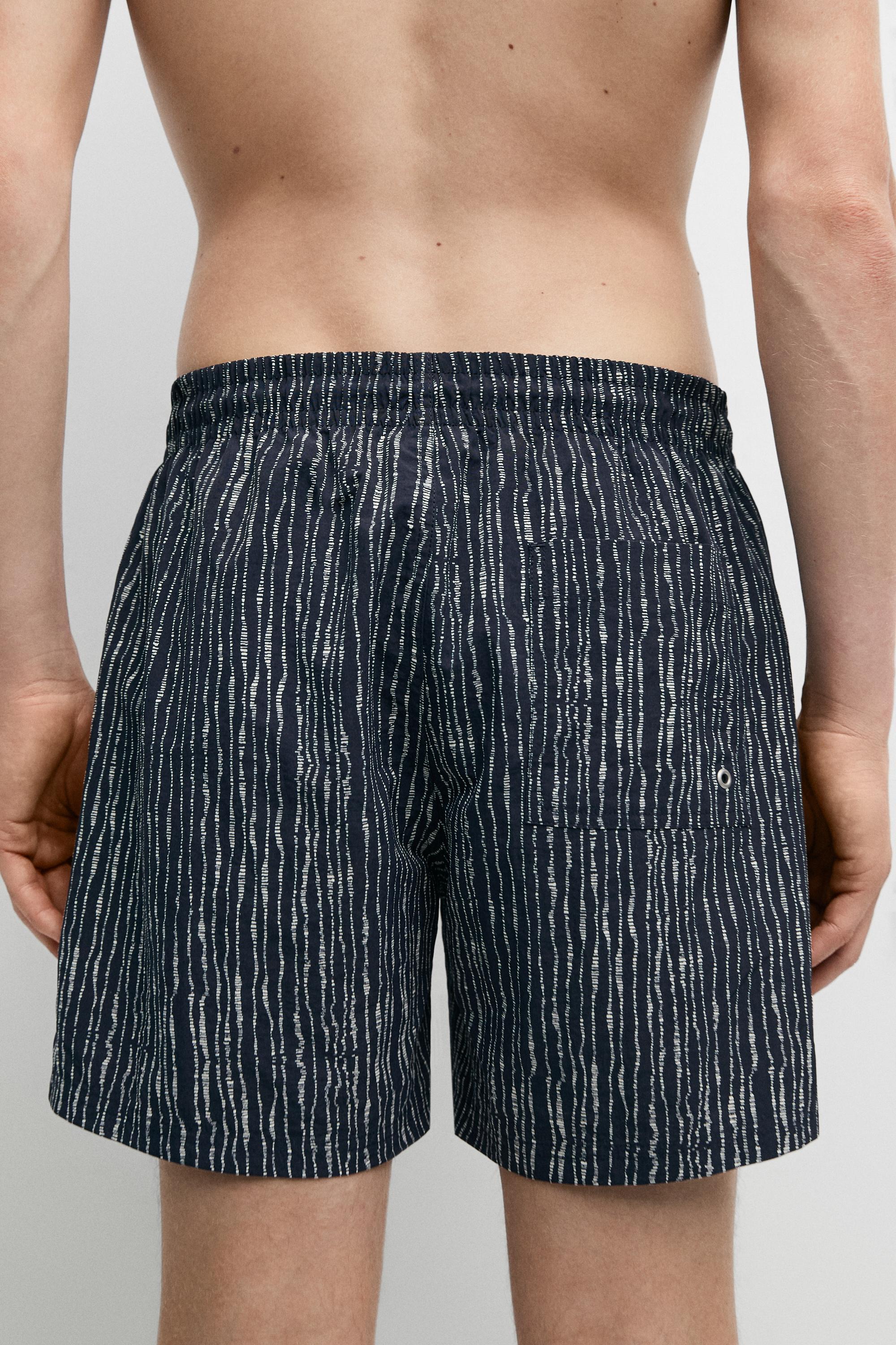 Printed swimming trunks — Navy blue