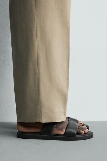 LEATHER STRAPPY SANDALS - Black by Zara - Image 0