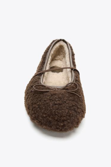 BORG EFFECT BALLERINAS - Brown by Zara - Image 4