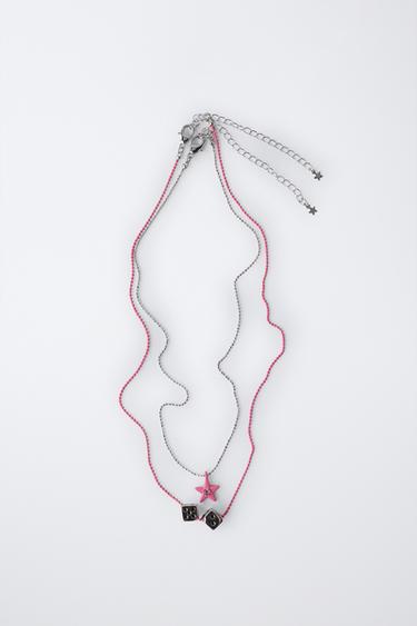PACK OF TWO DICE AND STAR NECKLACES - Silver by Zara - Image 3