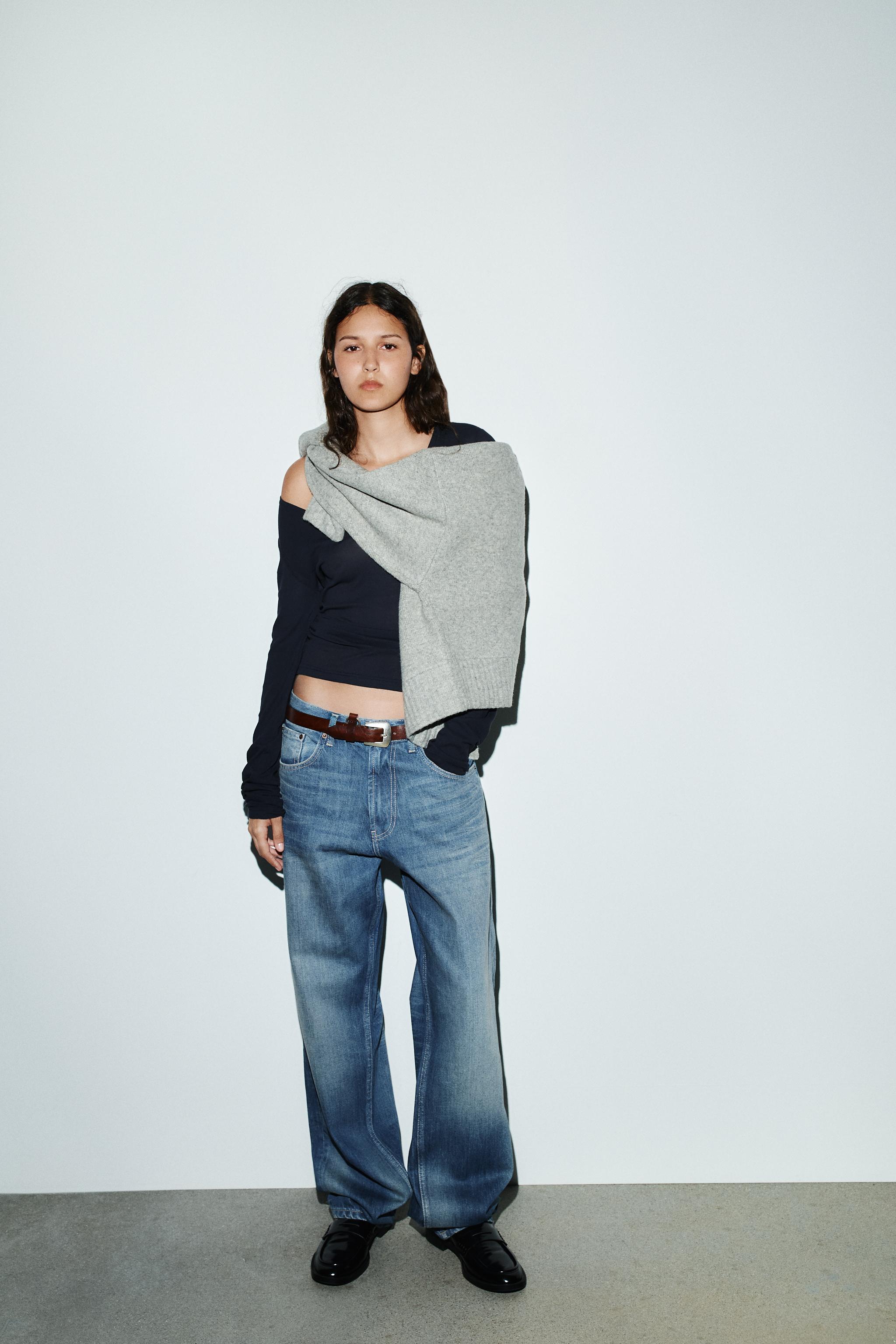 TRF LOW RISE BAGGY TAPERED JEANS - Blue | ZARA United States