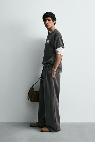 INTERLOCK WIDE-LEG JOGGER TROUSERS - Dark grey by Zara - Image 3