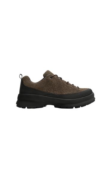 Zara LEATHER TREK SNEAKERS - Brown