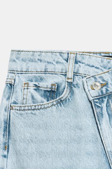 Z1975 STRAIGHT HIGH-WAIST CROSSOVER WAIST JEANS - Light blue by Zara - Image 9