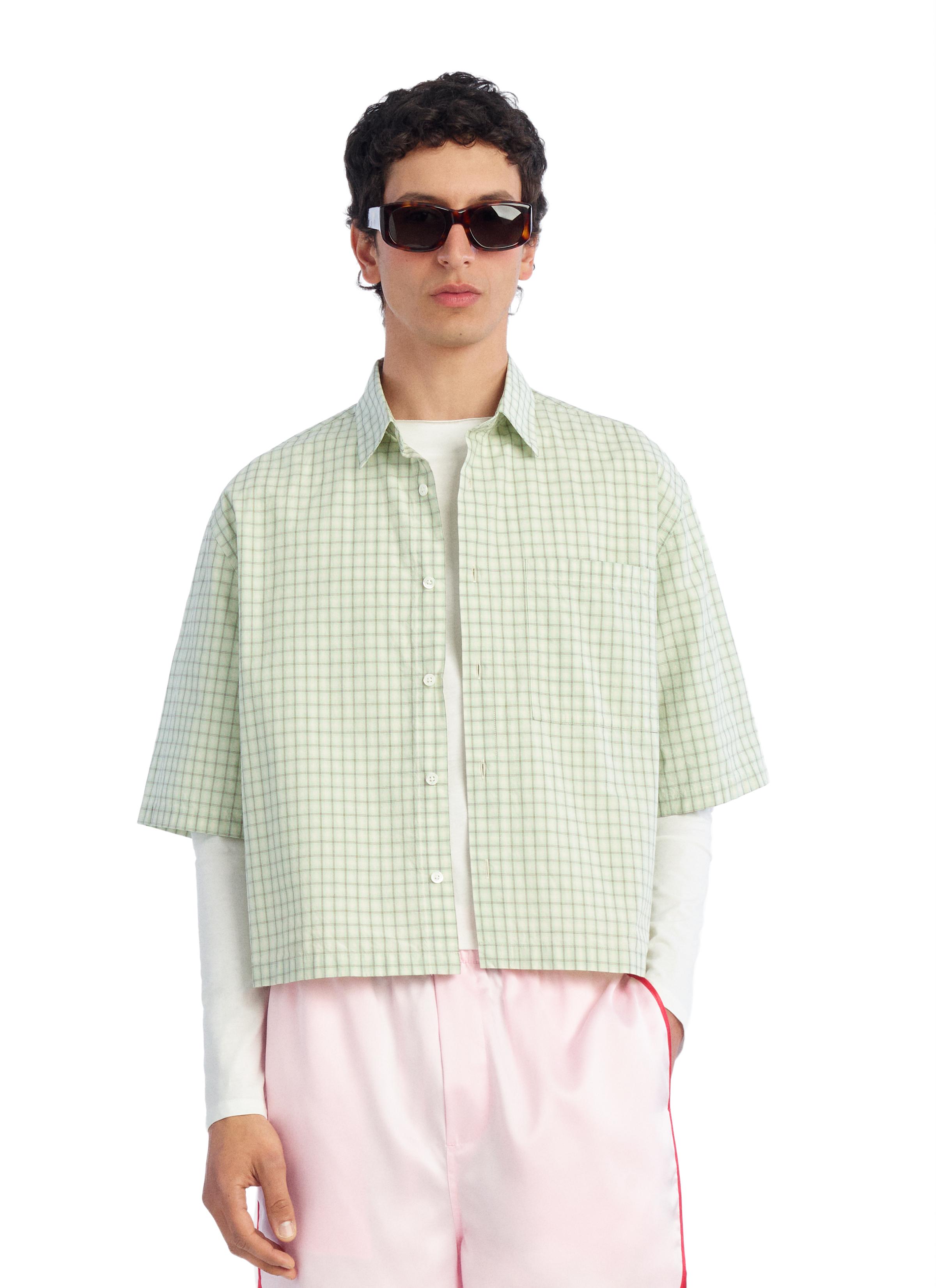 PLAID BOXY FIT SHIRT — White / Green