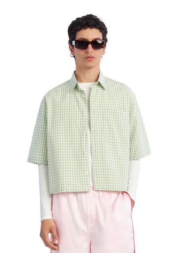 CAMISA BOXY FIT CUADROS - Blanco / Verde de Zara