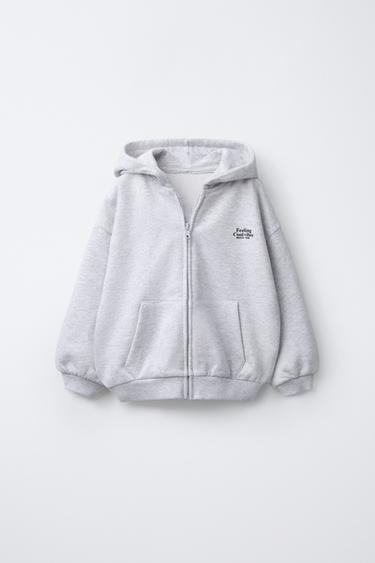 SUDADERA CREMALLERA TEXTO - Gris vigoré de Zara