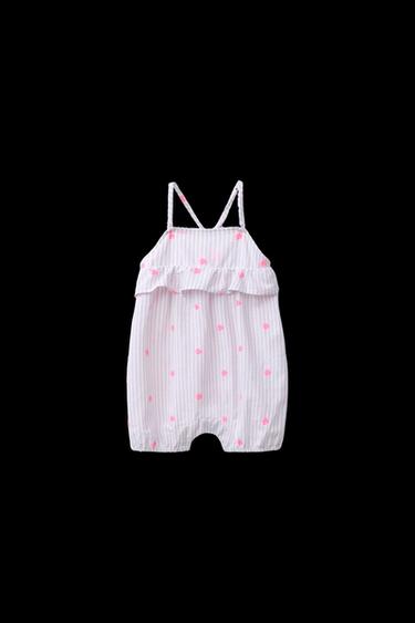 STRIPED ROMPER WITH EMBROIDERED FLOWERS - Light lilac by Zara - Image 0