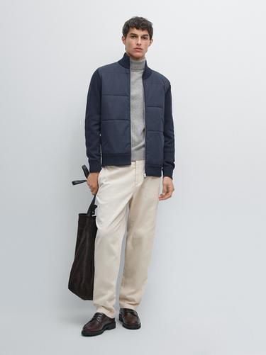 Zara Contrast knit puffer jacket - Navy blue - Image 0