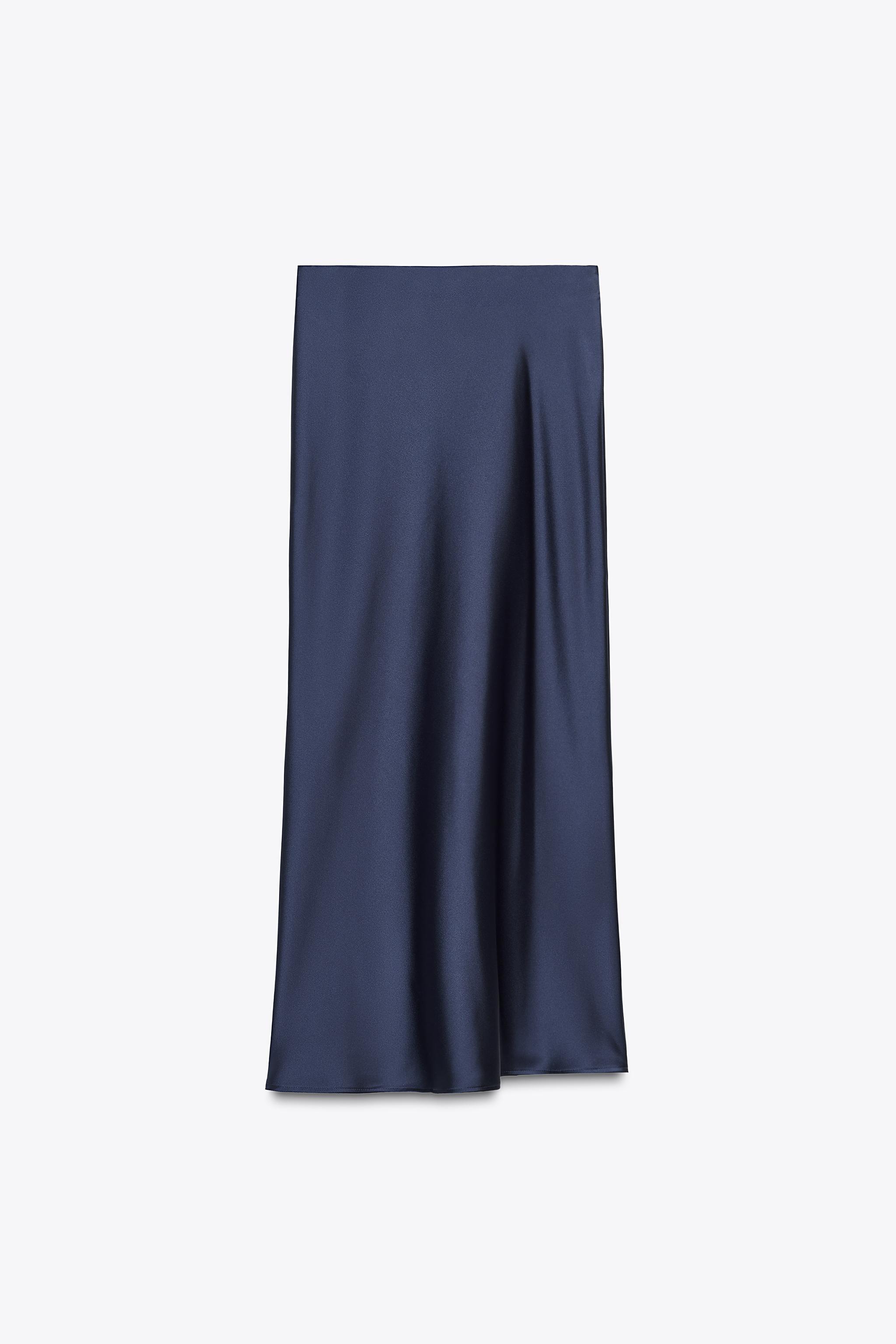 Gonna Satin Gonna Raso Zara ZARA NEW WOMAN SS25 BLACK SATIN MIDI