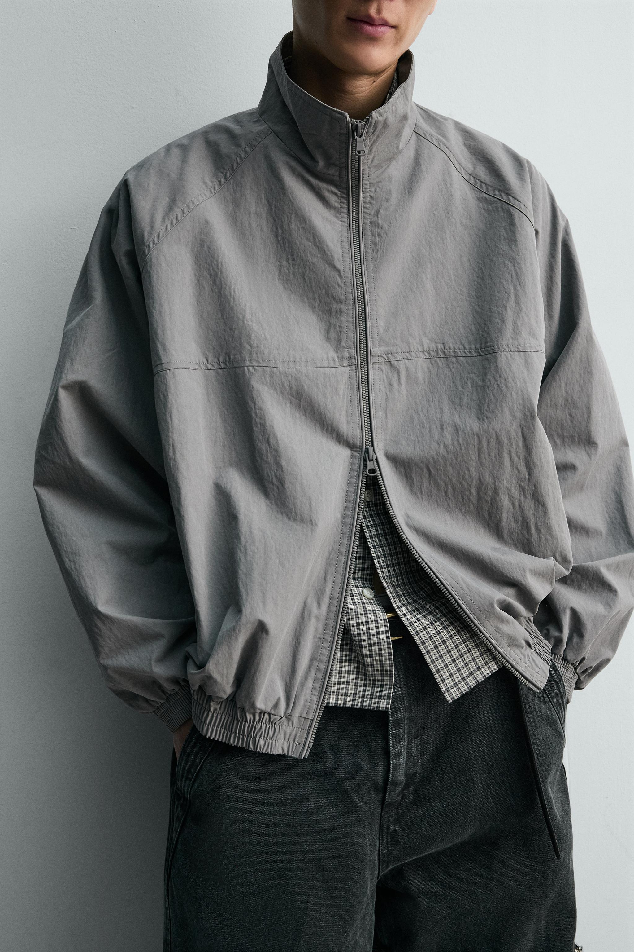 リラックスフィットテクスチャー素材ジャケット - グレー | ZARA Japan 