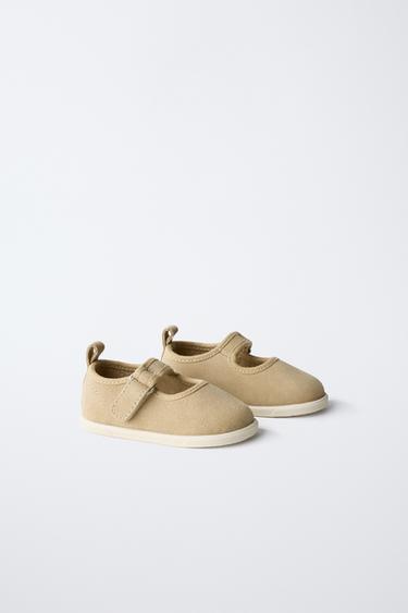 Zara KOŽNE BAREFOOT BALETANKE – Boja peska