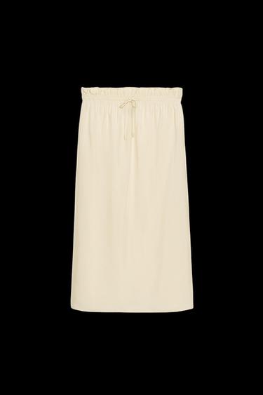 ZW COLLECTION MIDI SKIRT WITH DRAWSTRINGS - Light beige by Zara - Image 0