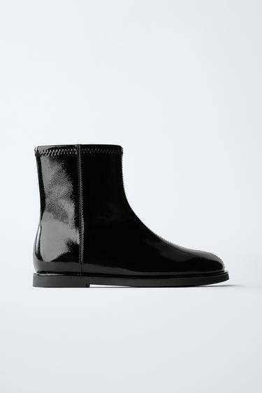 Zara PATENT ANKLE BOOTS - Black