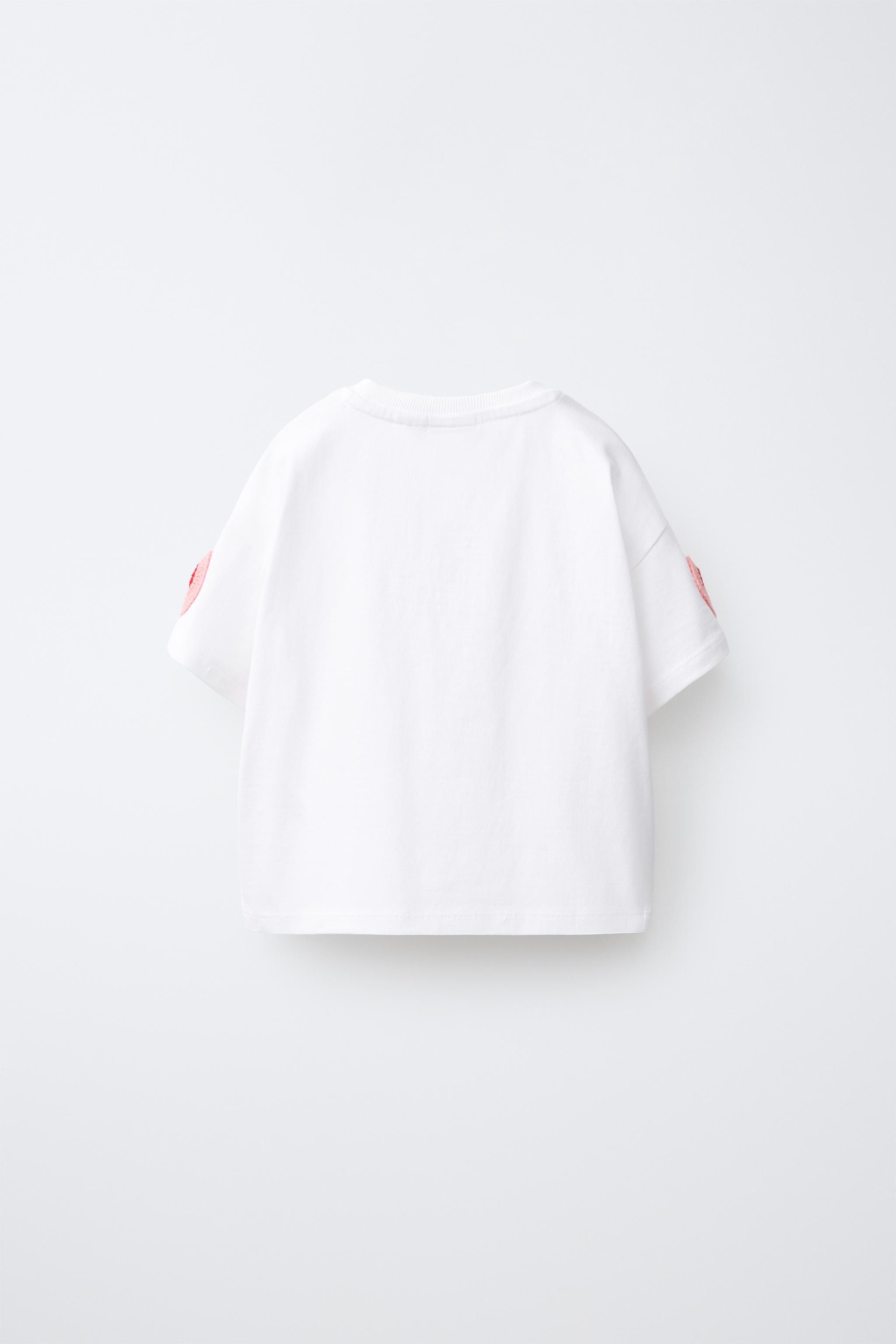 CROCHET FLOWER APPLIQUÉ T-SHIRT — White