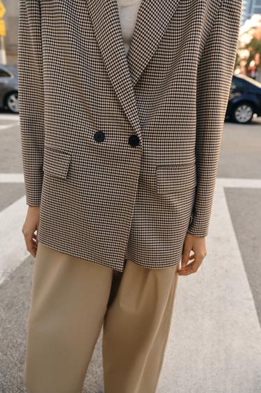 VESTE OVERSIZE À BOUTONNAGE CROISÉ - Noir / Vert de Zara - Image 4