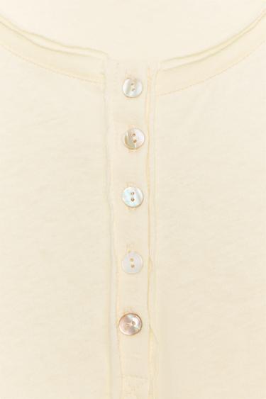 HENLEY NECK T-SHIRT - Vanilla by Zara - Image 3