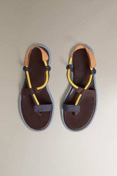 STRAPPY LEATHER SANDALS - Two-tone by Zara - Image 4