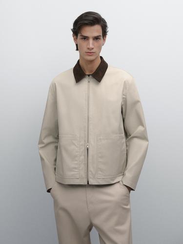 Zara Suede leather jacket with collar detail - Ice