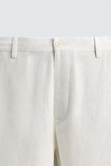 PANTALON COUPE DÉCONTRACTÉE EN VISCOSE ET CHANVRE - Blanc cassé de Zara - Image 7