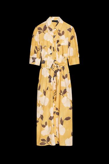 VESTIDO CAMISERO ESTAMPADO ZW COLLECTION - Amarillo de Zara - Imagen 0
