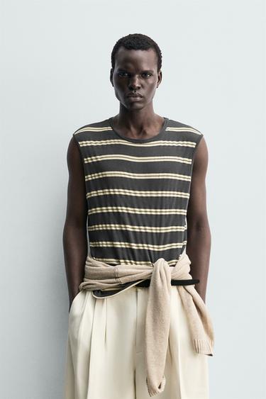 STRIPED JACQUARD TANK TOP - striped by Zara - Image 1