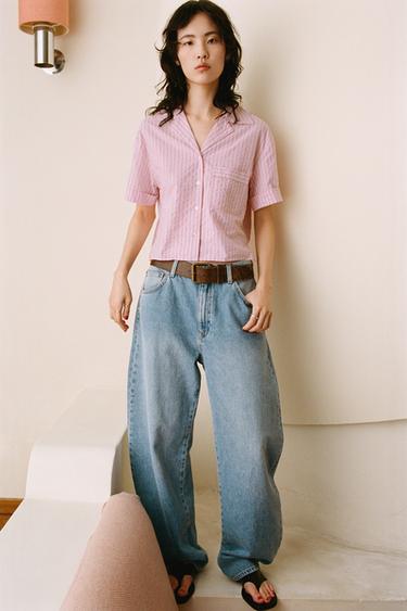 GESTREIFTES CROP-HEMD - Rosa von Zara - Bild 0