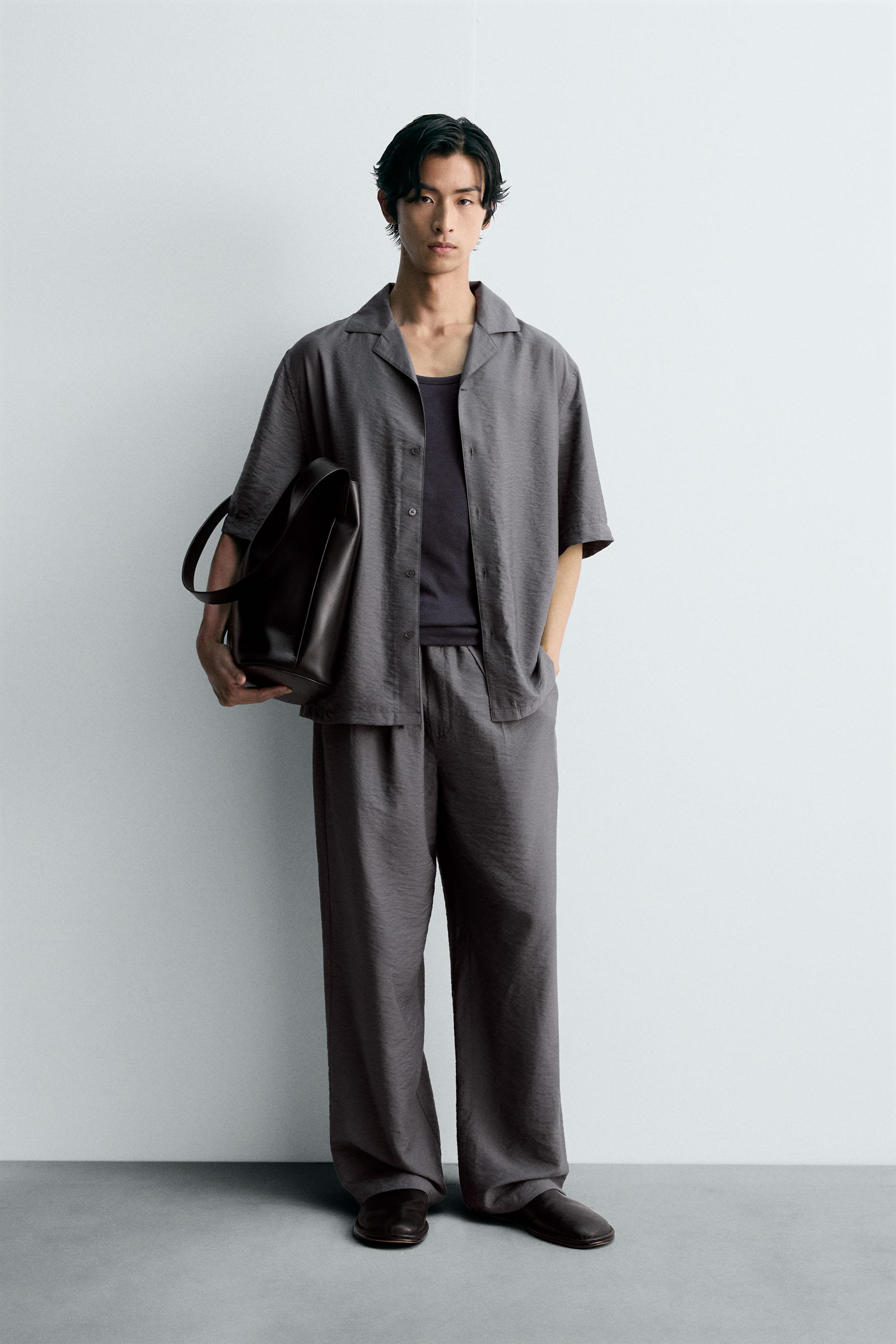 ZARA BASIC セットアップパンツ　フォーマル　グレー　36&34 タック入りフルイドパンツ - グレー | ZARA Japan / 日本