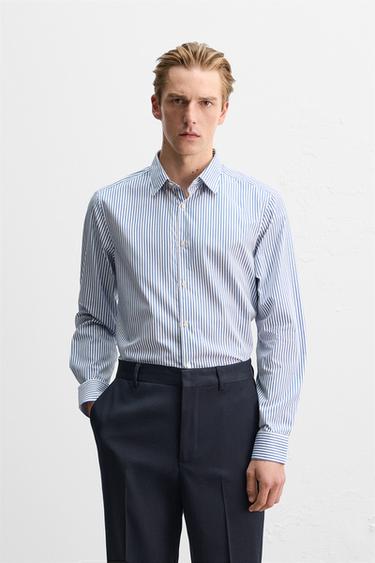 Zara STRIPED SHIRT - Blue
