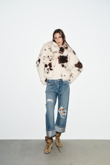 ПРЯМЫЕ ДЖИНСЫ TRF С ДЫРАМИ СРЕДНЕЙ ПОСАДКИ — ИНДИГО от Zara